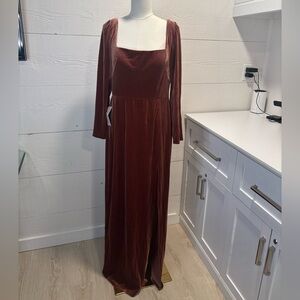 Jenny Yoo Dusty Rose Velvet Prom Gown Size 14 NWT Long Sleeve Formal 2026